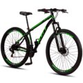 Bicicleta Aro 29 KGT Shift Aço Carbono Freios a Disco 21 Marchas Suspensão Dianteira - Preto / Verde